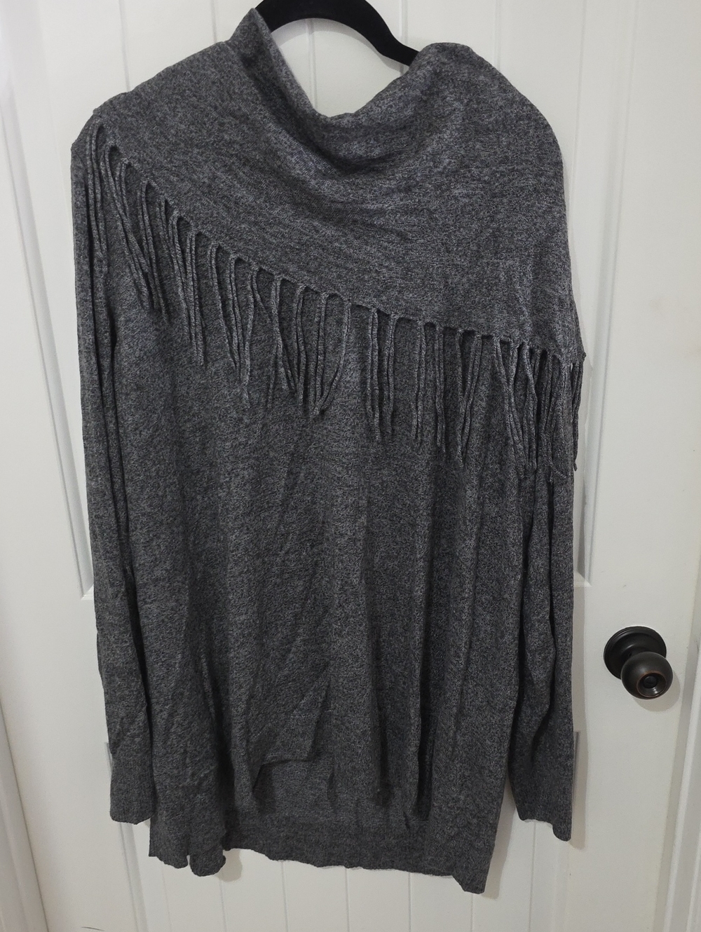 Chelsea & Theodore Gray Fringe Poncho Sweater